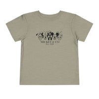 Mickey & CO Toddler Tee: A soft, comfortable Bella Canvas short sleeve t-shirt for toddlers, made from 100% Airlume combed cotton with a tear-away label.