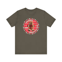 Wonderfully Made Tee featuring a smiling gingerbread-man graphic with gingham border and inspirational text, crafted from soft cotton for a comfortable, lasting fit.