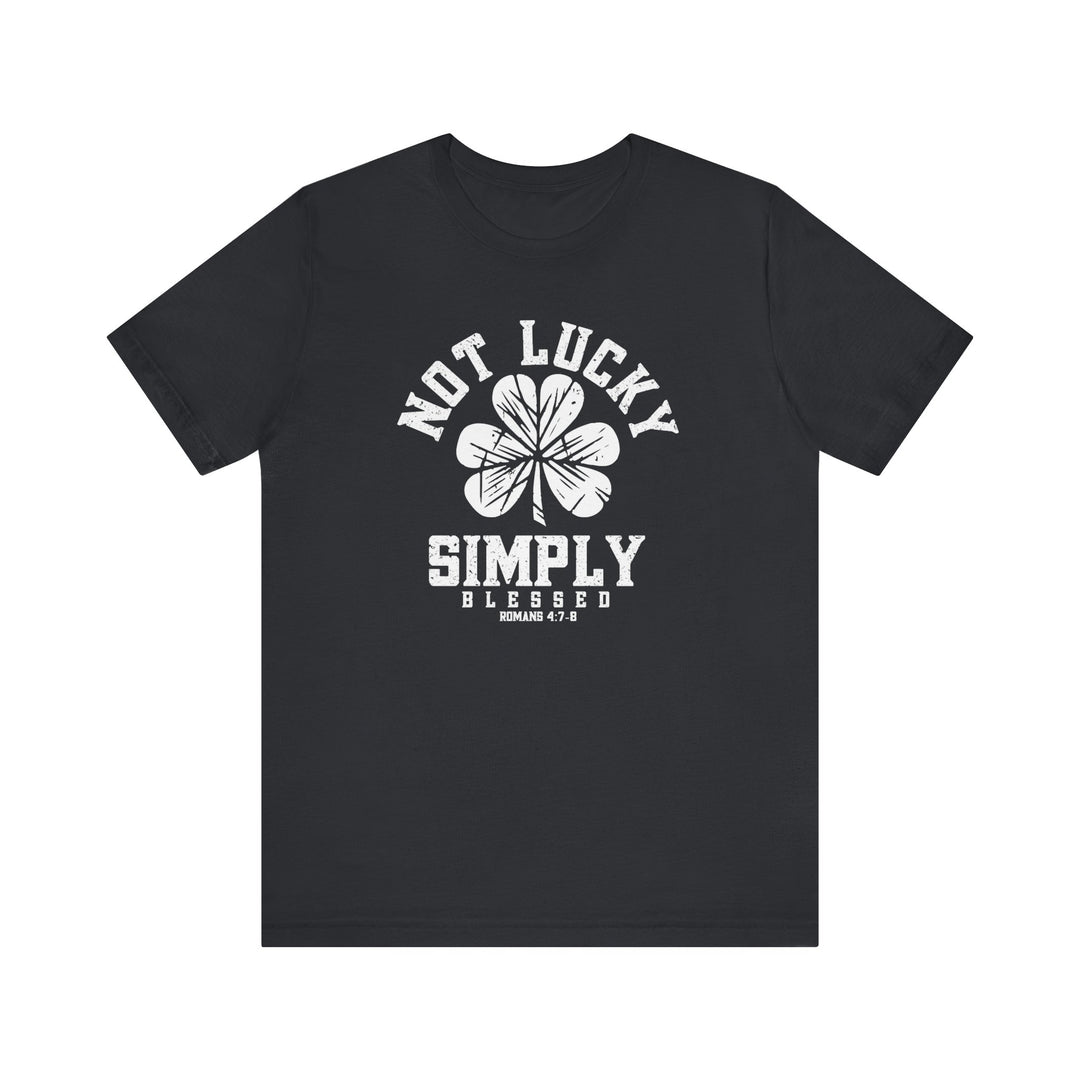 Not Lucky Tee: Black t-shirt featuring a white clover design, embodying comfort with its soft cotton fabric and classic unisex fit.