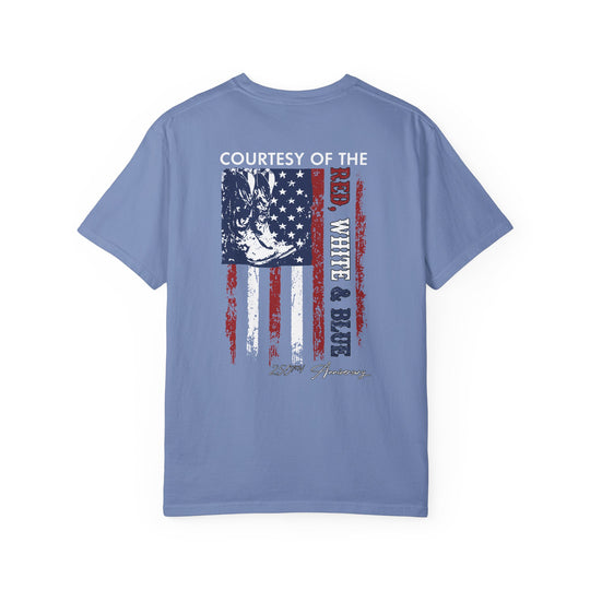 Courtesy of the USA Tee featuring a distressed American-flag motif with a boot graphic, celebrating 250th Anniversary. Soft, relaxed fit, 100% ring-spun cotton.