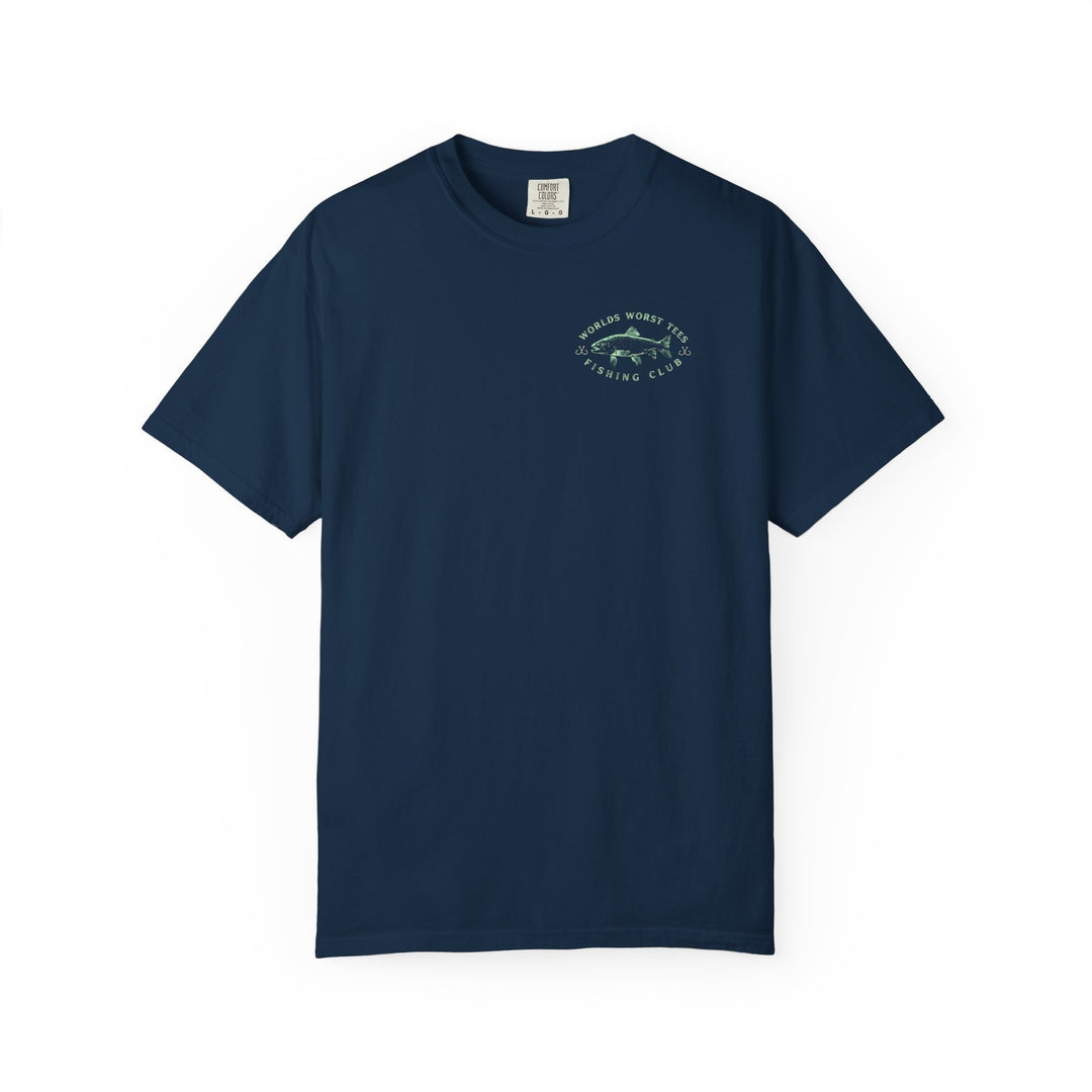 Comfort Colors 1717 It's Fish O'clock Somewhere Tee in relaxed fit, showcasing durable double-needle stitching and crew neckline, ideal for casual or semi-formal settings.