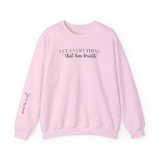 Unisex heavy blend crewneck sweatshirt featuring Let Everything That Has Breath Praise the Lord design. Classic fit, ribbed knit collar, double-needle stitching for durability. Made from 50% cotton, 50% polyester fabric blend.