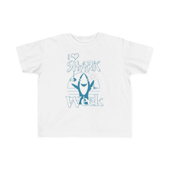I Love Shark Week Toddler Tee: Soft, durable cotton tee for toddlers, perfect for sensitive skin and early adventures. Classic fit with tear-away label, available in multiple sizes.