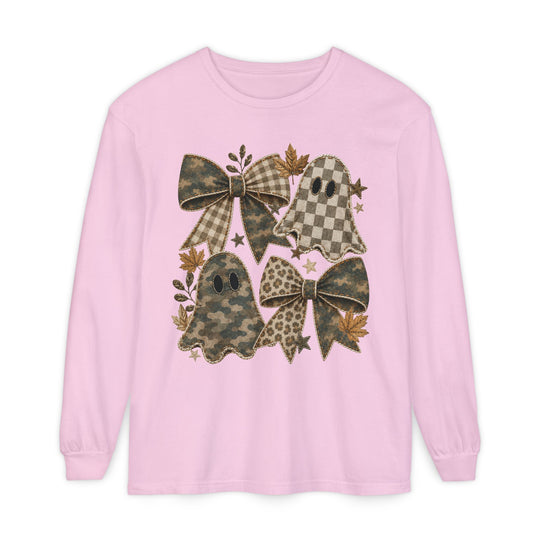 Ghost Camo and Bows Crew Long Sleeve Tee