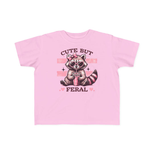 Cute but Feral Toddler Tee: A soft, durable cotton t-shirt, ideal for toddlers, featuring a classic fit and tear-away label for comfort.