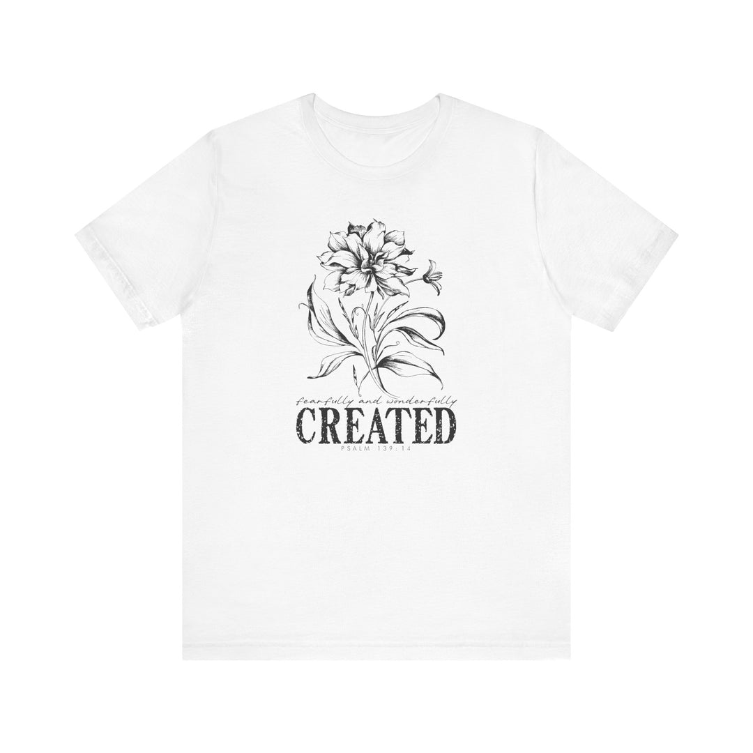 Created Tee: Unisex jersey short sleeve t-shirt featuring soft cotton, ribbed knit collars, and a crew neckline for a comfortable, stylish fit.