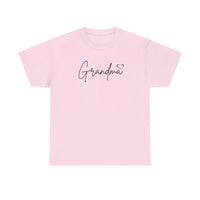 Unisex Grandma Love Tee, a classic fit heavy cotton t-shirt with durable ribbed knit collar. No side seams for comfort. Available in various sizes. Ideal staple for casual fashion.
