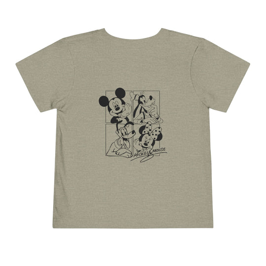 Mickey & CO Toddler Tee, a comfortable Bella Canvas short sleeve shirt made from 100% Airlume combed cotton, ideal for everyday wear by toddlers.