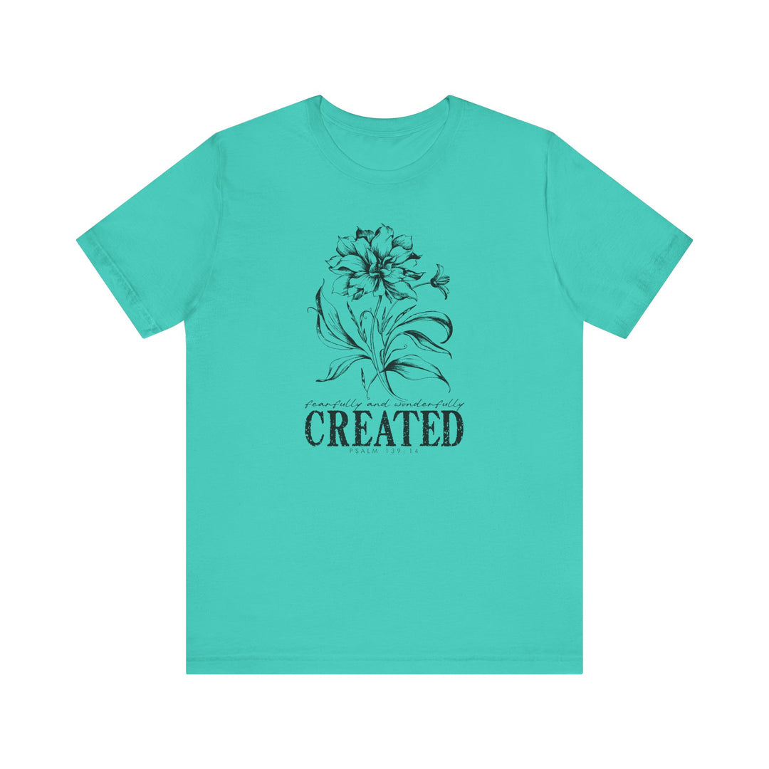 Unisex jersey short sleeve tee, Created Tee, with a classic fit, ribbed knit collar, and tapered shoulders, ideal for casual or semi-formal wear.
