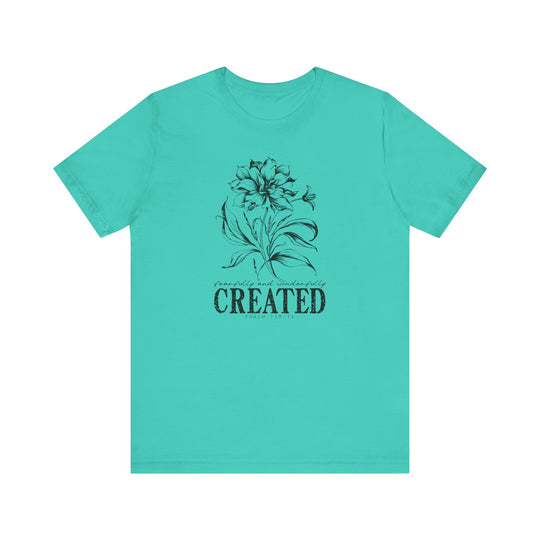Unisex jersey short sleeve tee, Created Tee, with a classic fit, ribbed knit collar, and tapered shoulders, ideal for casual or semi-formal wear.