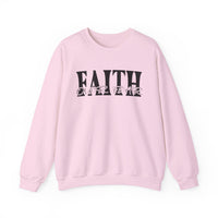 A unisex heavy blend crewneck sweatshirt featuring the Faith Over Fear Crew design. Made of 50% cotton and 50% polyester, with ribbed knit collar and no itchy side seams. Medium-heavy fabric, loose fit, true to size.
