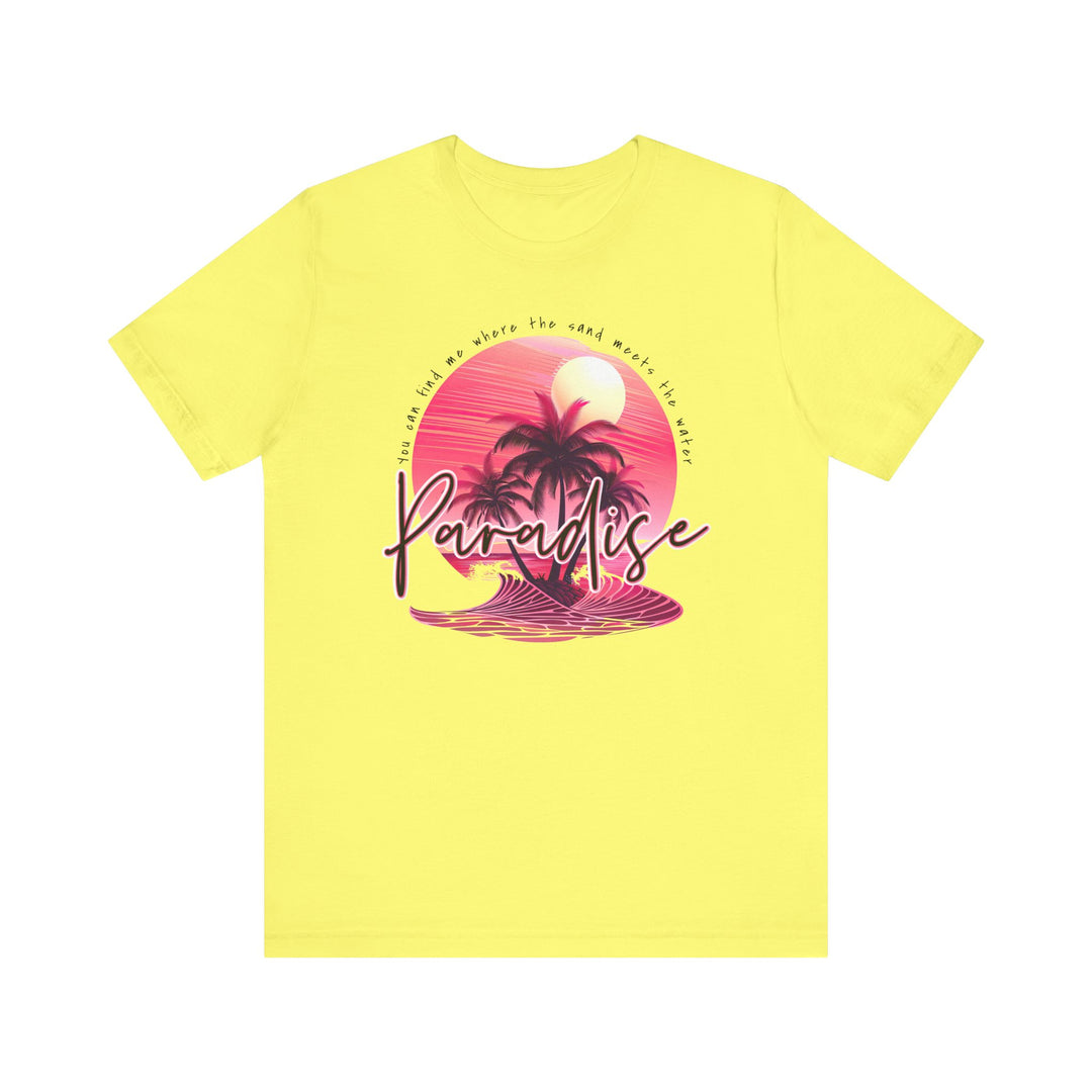 Paradise Tee: Classic unisex jersey short sleeve with ribbed knit collars and tapered shoulders, crafted from soft Airlume cotton for a comfortable fit.