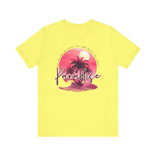 Paradise Tee: Classic unisex jersey short sleeve with ribbed knit collars and tapered shoulders, crafted from soft Airlume cotton for a comfortable fit.
