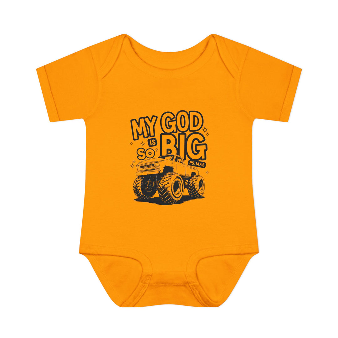 My GOF is So Big Onesie: Infant unisex bodysuit with lap shoulders, crafted from soft ring-spun cotton, designed for comfort and easy adjustments.