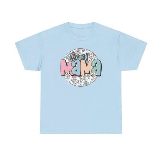 Unisex heavy cotton tee with no side seams for comfort. Features tape on shoulders for durability and ribbed knit collar. Classic fit, medium weight fabric. Sassy Grand Mama Flower Tee.