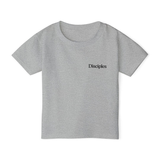 Fisher of Men Toddler Tee: Light-gray, short-sleeved cotton T-shirt with Disciples printed on chest, offering comfort and style for toddlers.