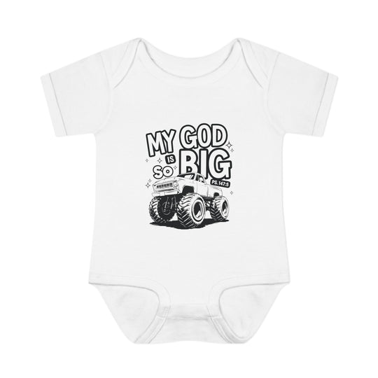 Infant unisex bodysuit, My GOF is So Big, with lap shoulders, 100% ring-spun cotton, showcasing soft, comfortable design for sensitive skin.