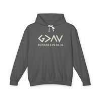 God is Greater Hoodie - Matching Set: A grey sweatshirt featuring white text, with a relaxed fit and a jersey-lined hood, crafted from 100% ring-spun US cotton.