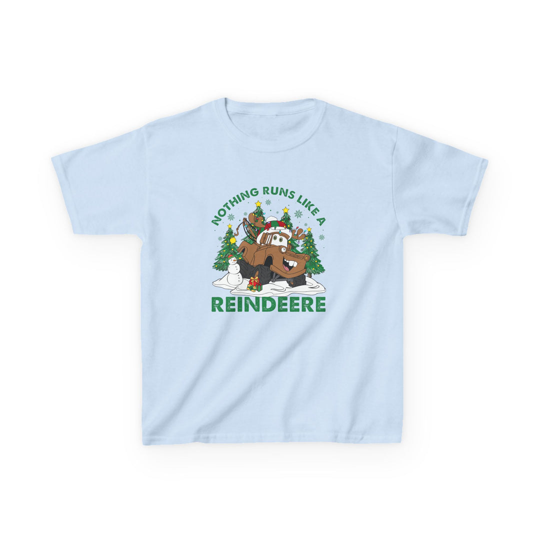 Reindeere Kids Tee features a festive reindeer-themed pickup truck graphic, perfect for everyday wear with durable, soft cotton fabric and a classic fit.