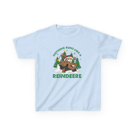 Reindeere Kids Tee features a festive reindeer-themed pickup truck graphic, perfect for everyday wear with durable, soft cotton fabric and a classic fit.