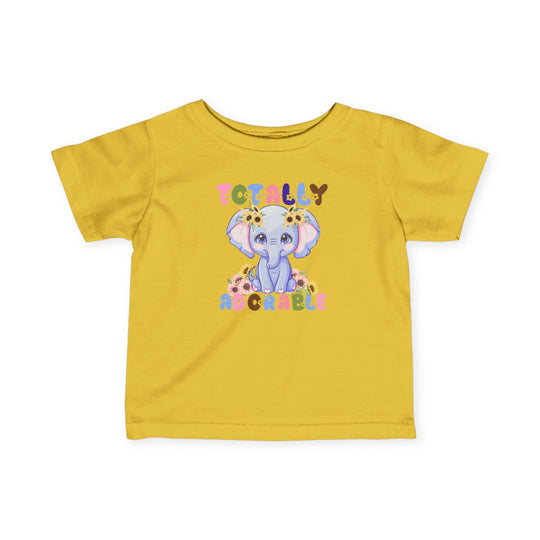 Totally Adorable Baby Tee featuring durable side seams and ribbed knitting for comfort, tailored for infants, available in varying sizes to ensure a perfect fit.