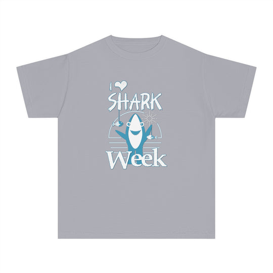 I Love Shark Week Kids Tee, featuring a classic fit, made from soft-washed, combed ring-spun cotton, perfect for active kids' comfort and agility.