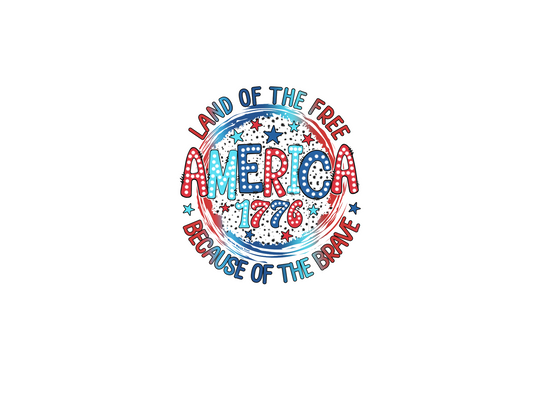 A unisex jersey tee featuring a red, white, and blue emblem with stars and dots, embodying the America 1776 Tee spirit. Made of 100% cotton, with ribbed knit collars, taping on shoulders, and a retail fit.