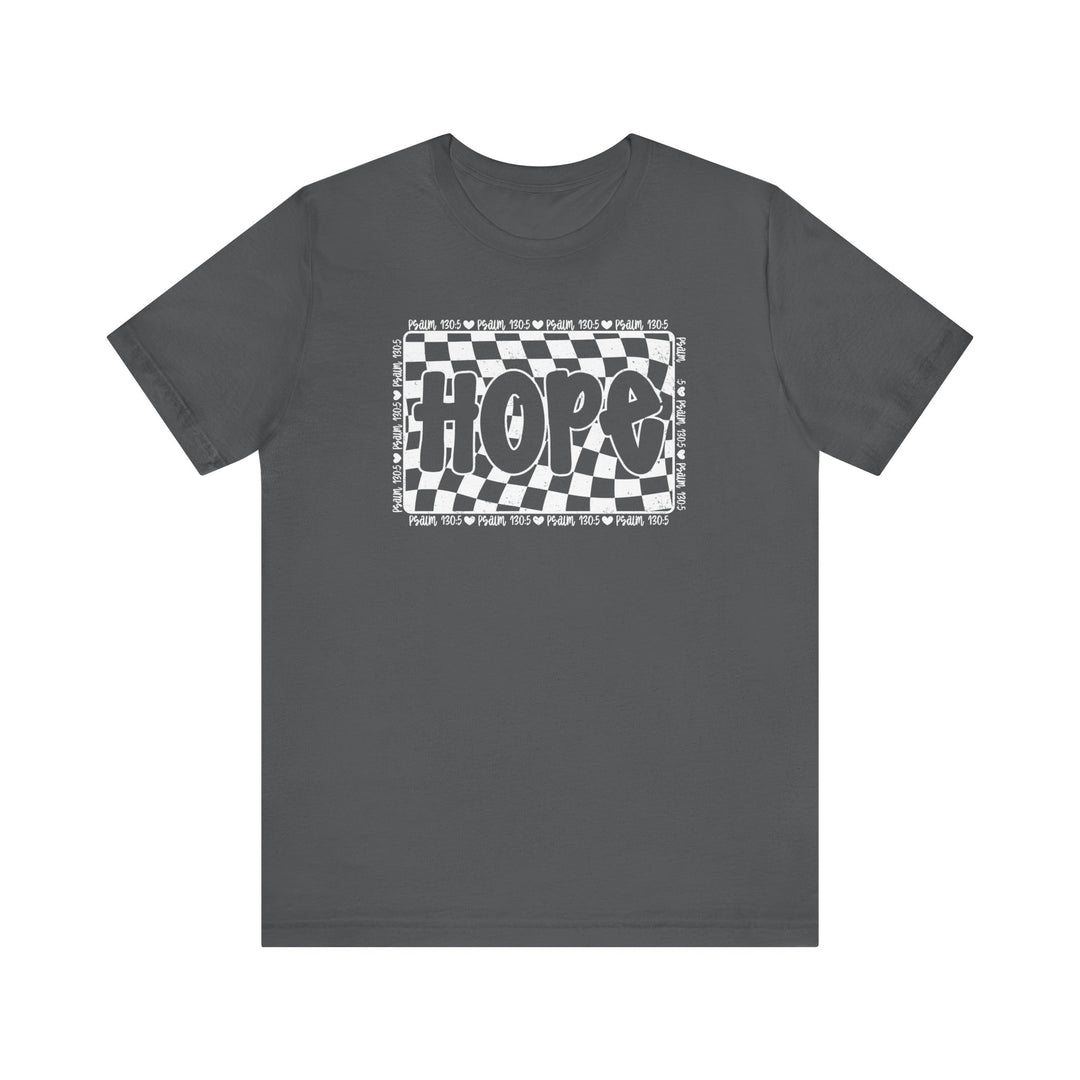 Hope Tee: Grey t-shirt featuring a black and white graphic design, made from soft, high-quality cotton for comfort and durability.