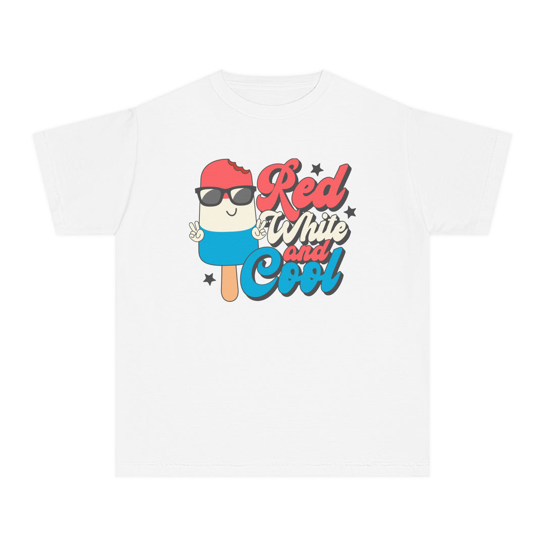 Red White and Cool Kids Tee, designed for comfort and agility, features a classic fit made from soft-washed, garment-dyed 100% combed ring-spun cotton.