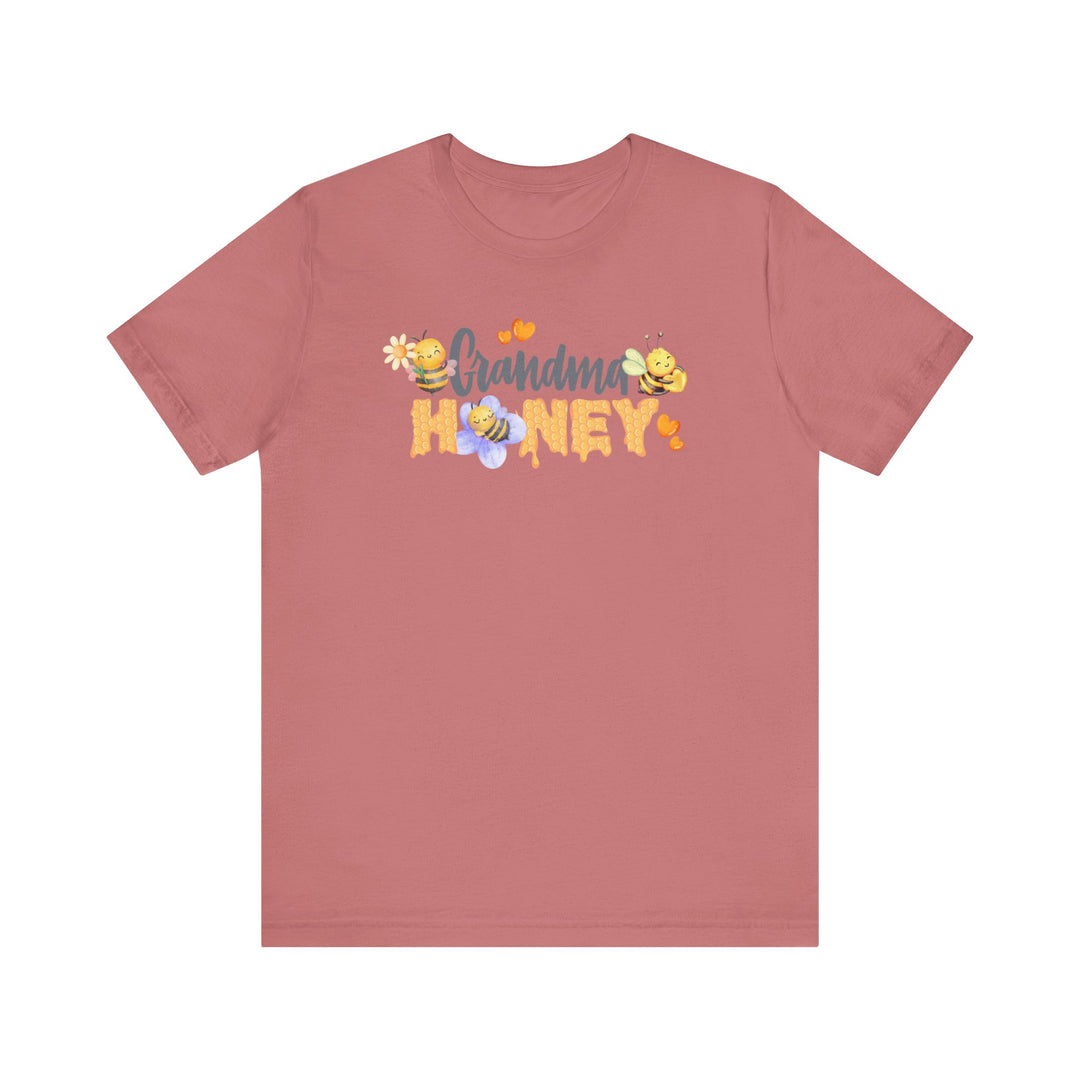 Grandma Honey Tee, a classic unisex jersey short sleeve, features soft cotton, ribbed knit collars, and a crew neckline for comfortable, stylish wear.