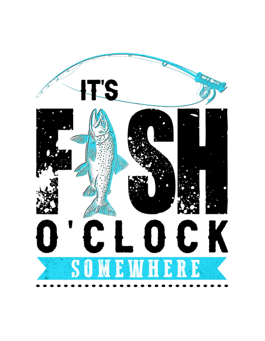 It's Fish O'clock Somewhere Tee, a relaxed fit, garment-dyed t-shirt, customizable, made of 100% ring-spun cotton, perfect for casual comfort.