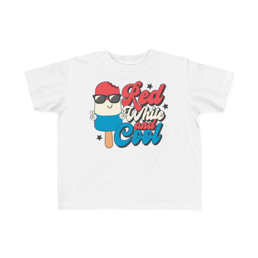 Red White and Cool Toddler Tee, a soft, durable cotton shirt designed for toddlers, showcasing a high-quality print, perfect for young kids' first adventures.