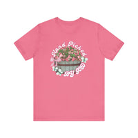 Hand Picked by GOD Tee, classic unisex fit, featuring ribbed knit collars and tapered shoulders, crafted from soft Airlume cotton, ideal for casual and semi-formal wear.