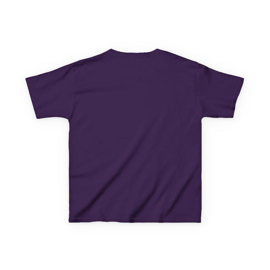 Back view of the Glory to God Kids Tee, a plain deep purple short-sleeved T-shirt, showcasing its classic fit and durable cotton fabric.