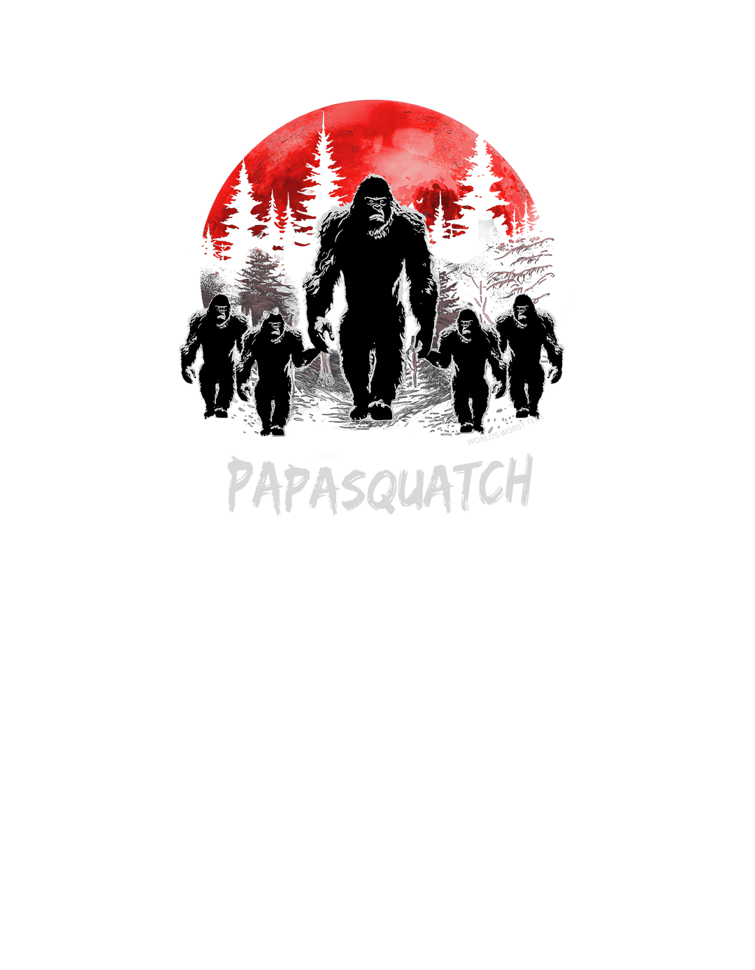A relaxed fit Papasquatch Tee crafted from 100% ring-spun cotton. Garment-dyed for extra coziness, featuring double-needle stitching for durability and a seamless design. Ideal for daily wear from Worlds Worst Tees.
