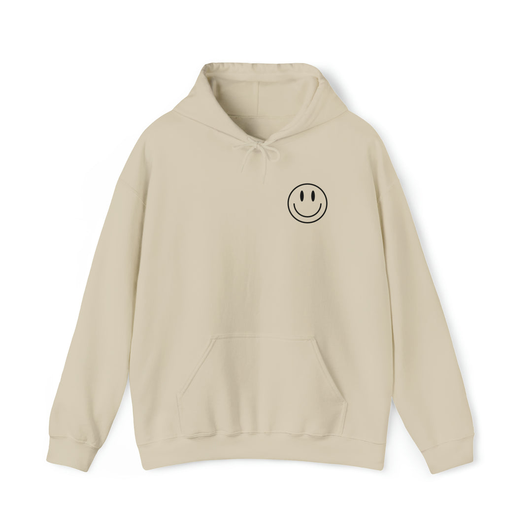 Unisex heavy blend hooded sweatshirt featuring a smiley face design. Cotton-polyester fabric, kangaroo pocket, and drawstring hood. GOOD DAY TO HAVE A GOOD DAY title. From 'Worlds Worst Tees'.