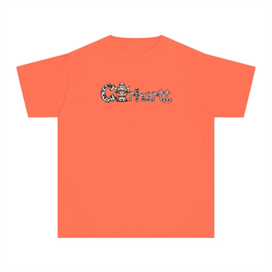 Kid's Cowhartt Cow Tee made of 100% combed ringspun cotton, light fabric, classic fit, and sew-in twill label. Perfect for active days with comfort and agility in mind. Sizes XS to XL available.