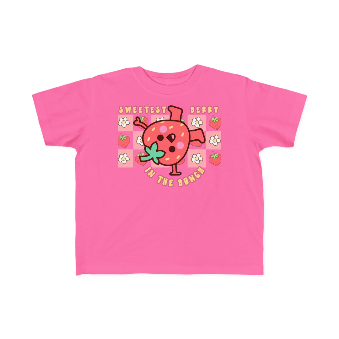 Sweetest Berry in the Bunch Toddler Tee, a soft, classic-fit cotton shirt designed for toddlers, featuring durable print and tear-away label, ideal for sensitive skin.