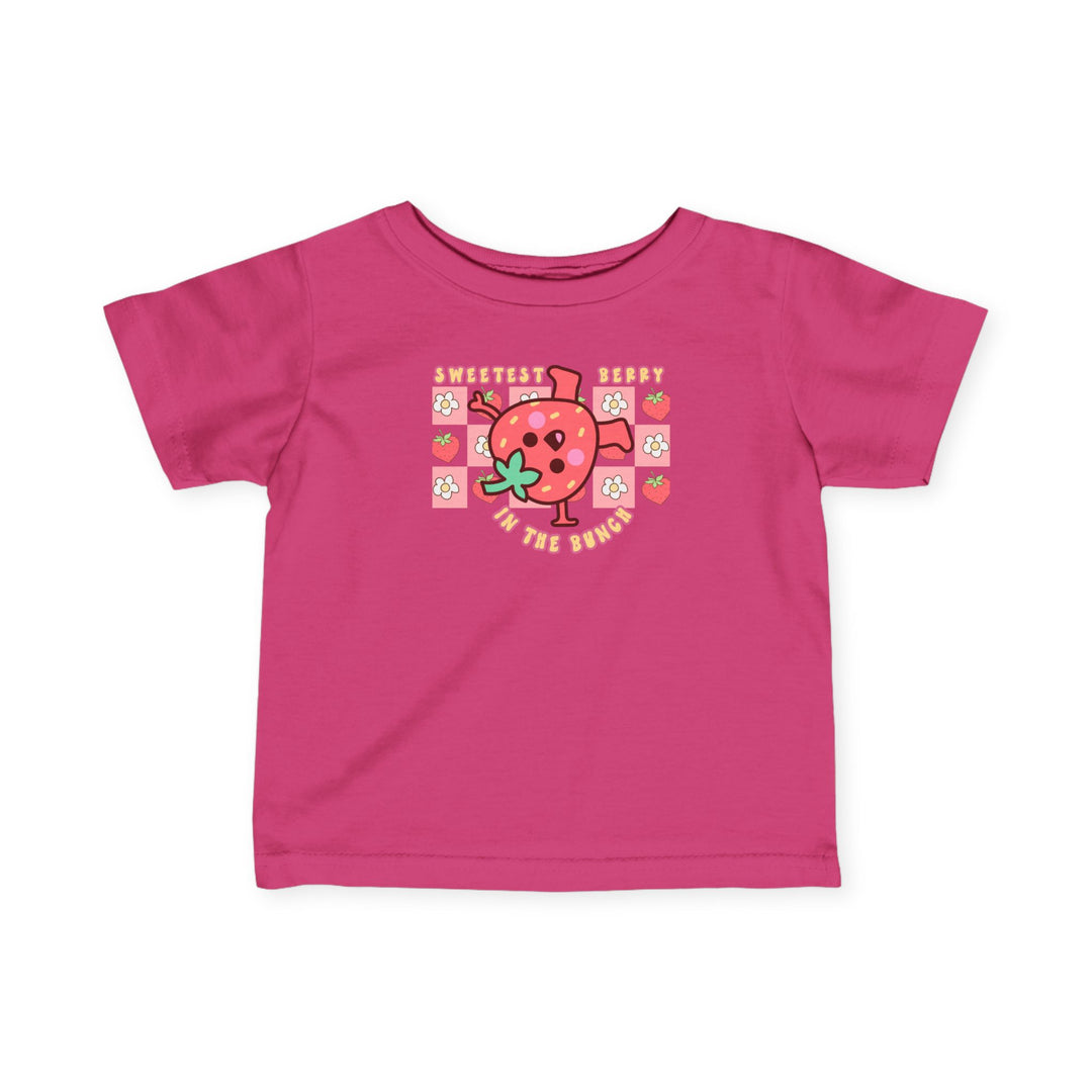 Sweetest Berry in the Bunch Baby Tee: A soft, durable infant jersey tee with side seams, ribbed knitting, and taped shoulders for comfort and durability.