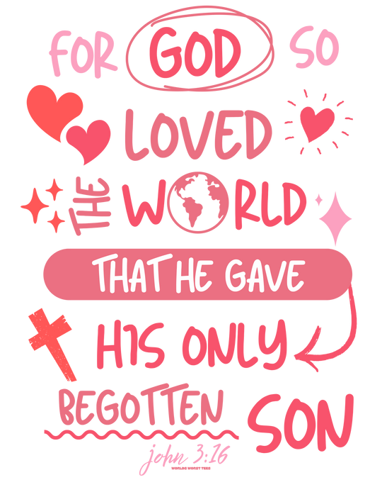 A cozy John 3:16 Hoodie in black, featuring text and symbols. Unisex, cotton-polyester blend for warmth and comfort. Kangaroo pocket and matching drawstring. Sizes S to 5XL.