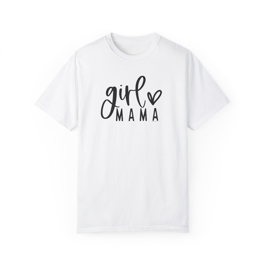 A relaxed fit Girl Mama Tee, crafted from 100% ring-spun cotton with double-needle stitching for durability. Garment-dyed for extra coziness, featuring a seamless design for a tubular shape.