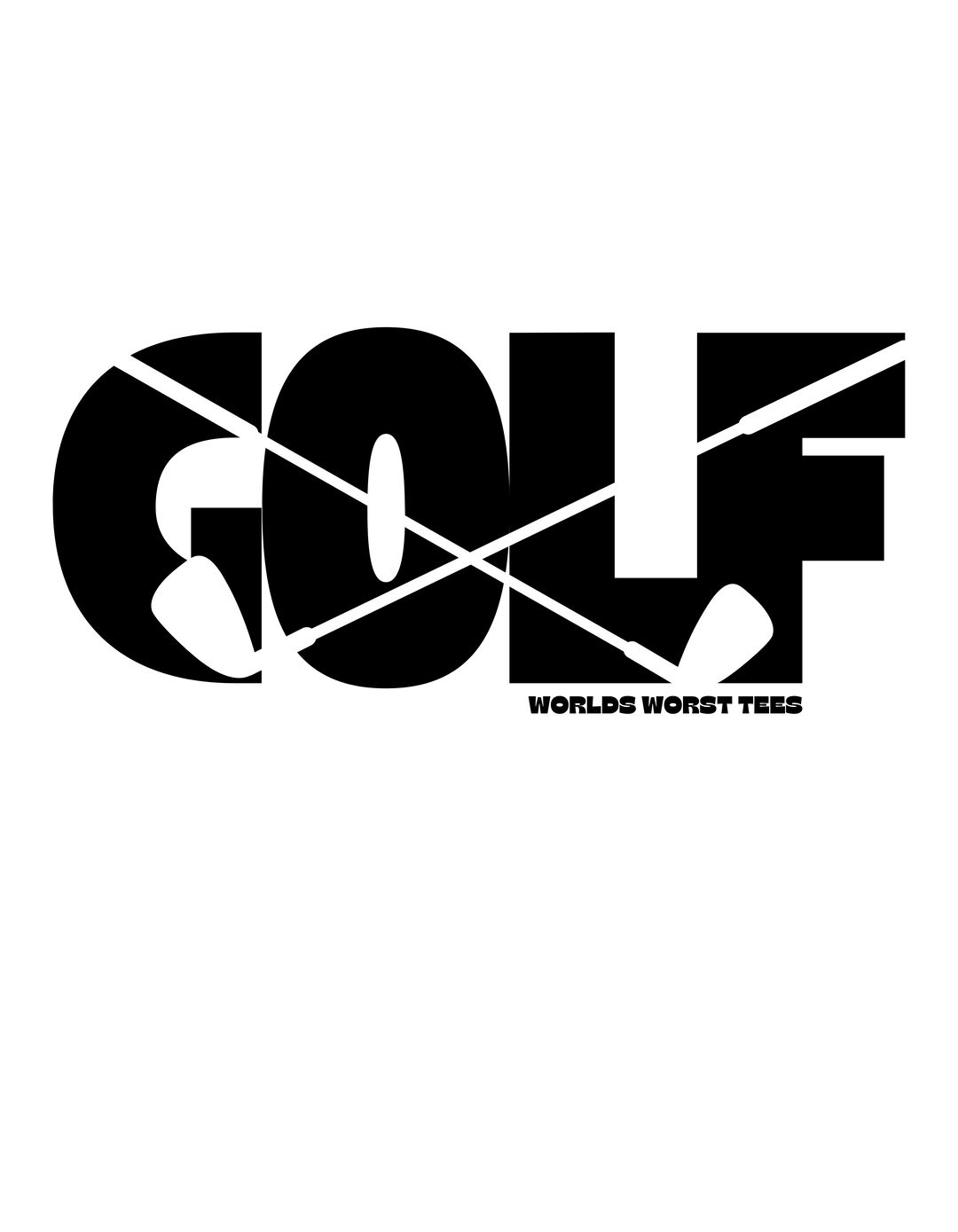 Golf Tee with white crossed sticks design, showcasing relaxed fit and durable, soft-washed fabric, perfect for everyday wear. Ideal for fans of unique graphic t-shirts.