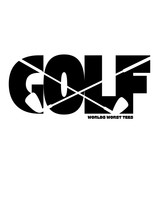 Golf Tee with white crossed sticks design, showcasing relaxed fit and durable, soft-washed fabric, perfect for everyday wear. Ideal for fans of unique graphic t-shirts.