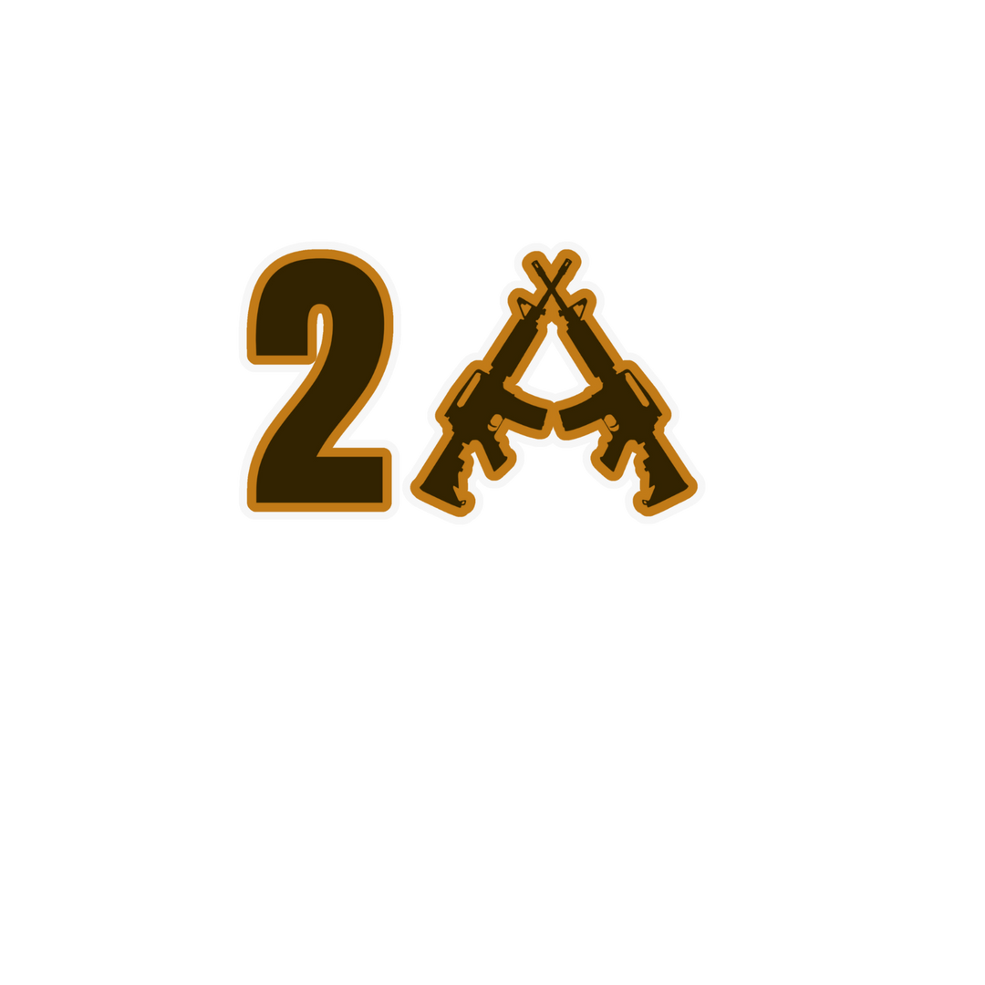 2A Tee featuring a bold “2” and rifle-shaped “A” graphic, designed for durability and comfort with 100% ring-spun cotton, perfect for unique style statements.