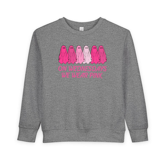 On Wednesday's We Wear Pink Ghost Toddler Crew