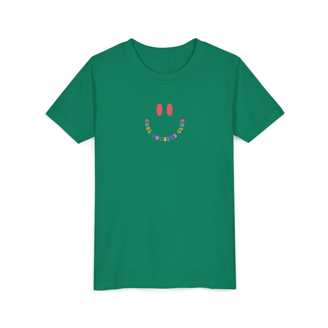 Cool Cousins Club Youth Tee: A lightweight, comfortable kids' short-sleeve shirt made from soft, ring-spun cotton, perfect for displaying custom artwork.