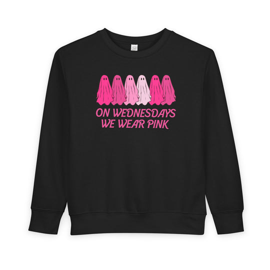 On Wednesday's We Wear Pink Ghost Toddler Crew
