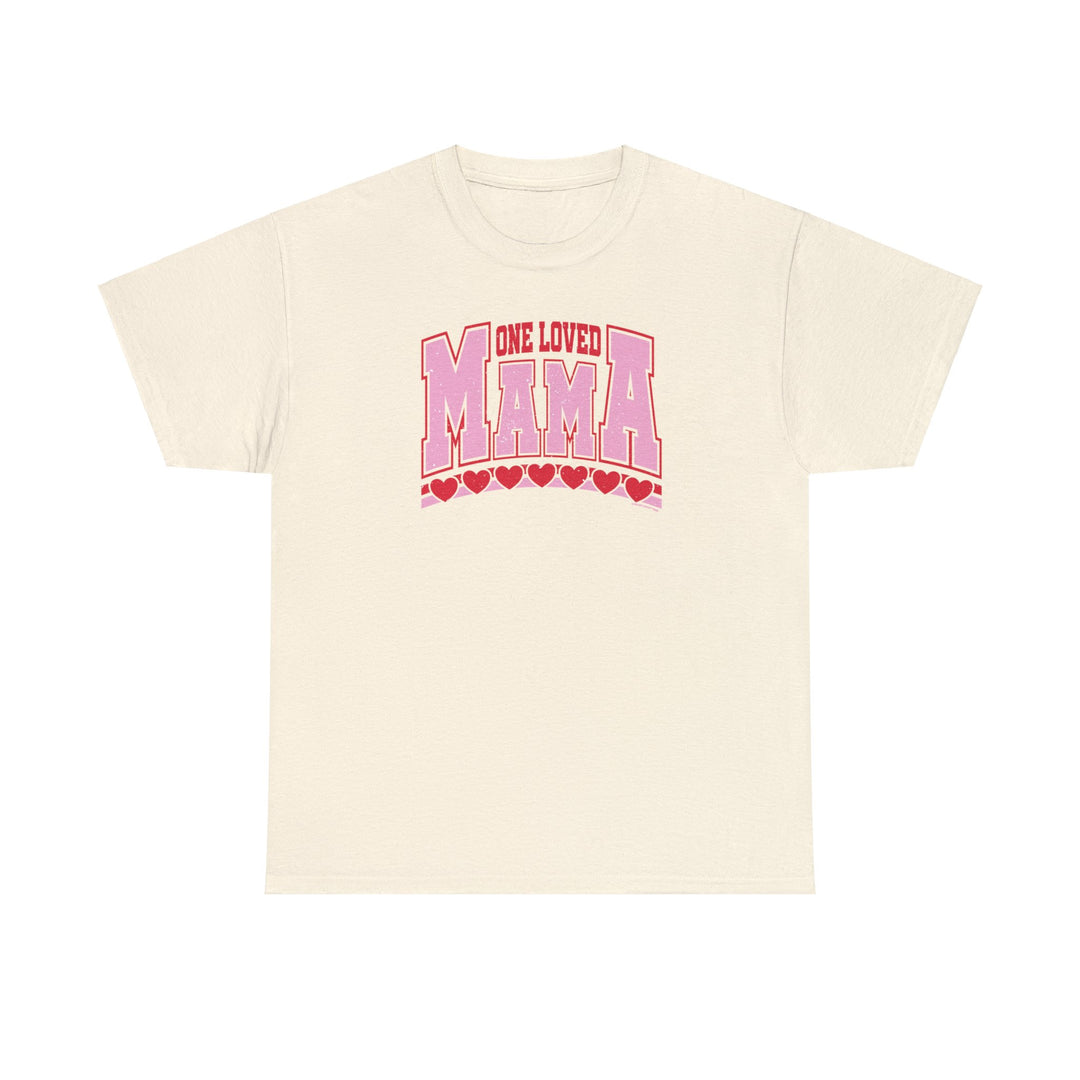 Unisex heavy cotton tee, One Loved Mama design. No side seams for comfort, durable taped shoulders. Ribbed knit collar, classic fit, 100% cotton. Medium weight fabric, true to size. From 'Worlds Worst Tees'.