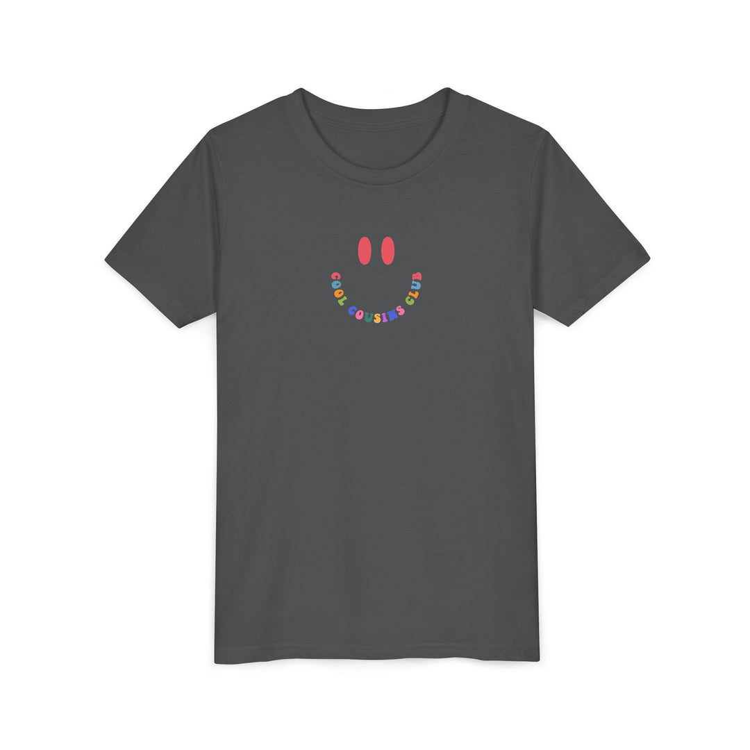 Cool Cousins Club Youth Tee, a lightweight, short-sleeve T-shirt, perfect for kids. Features ring-spun cotton, side seams, and a crew neckline for comfort and style.