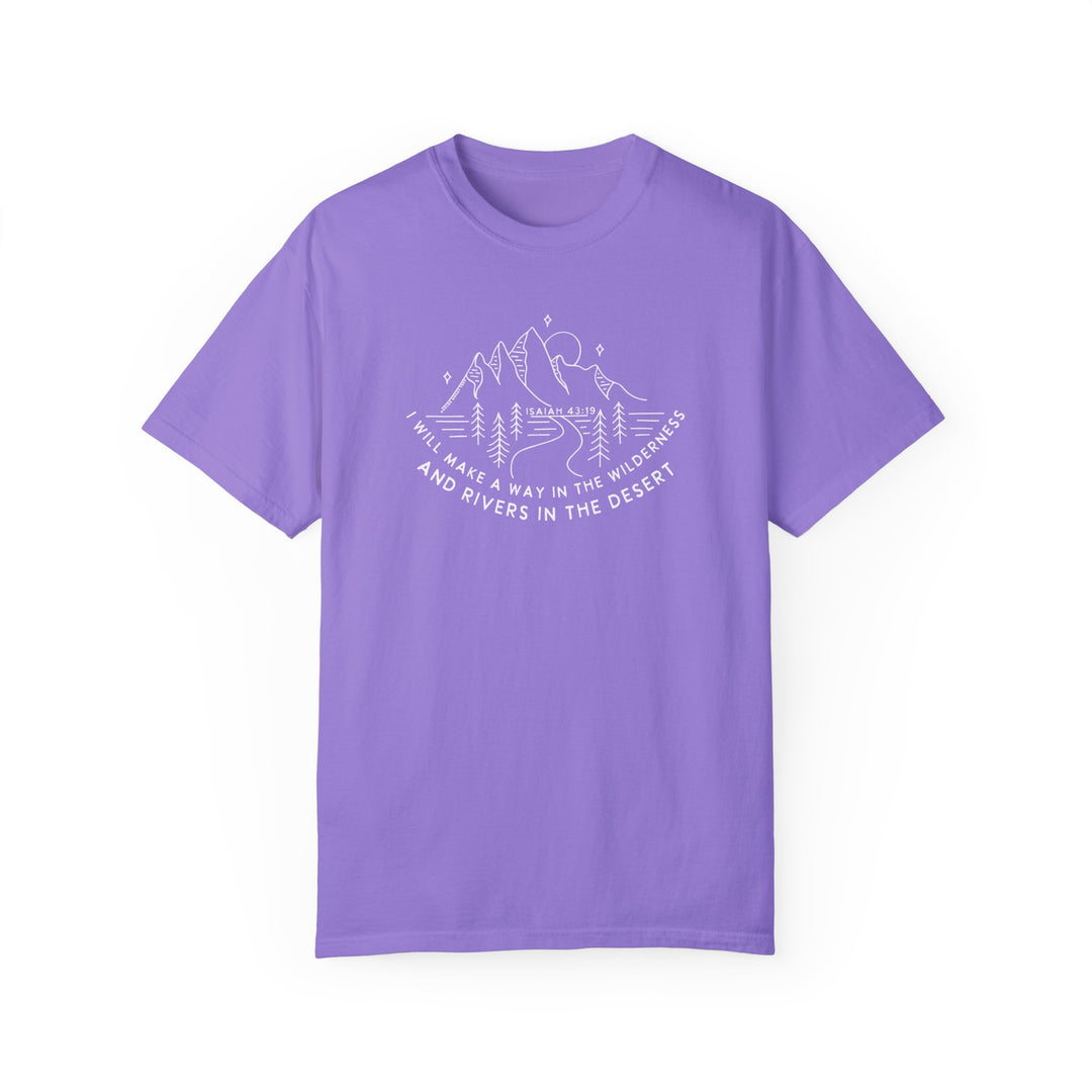 Relaxed fit I Will Make a Way Tee, garment-dyed 100% ring-spun cotton t-shirt. Soft-washed, durable with double-needle stitching, no side-seams for tubular shape. From Worlds Worst Tees.